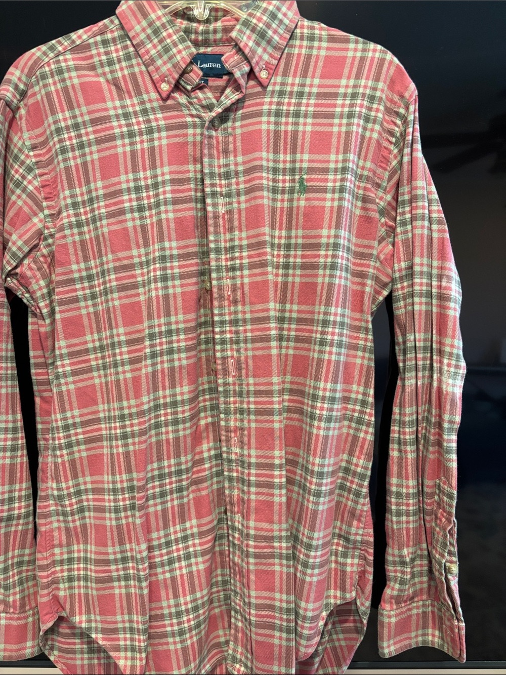 Ralph Lauren Pink and Green Plaid Button-Down Shirt